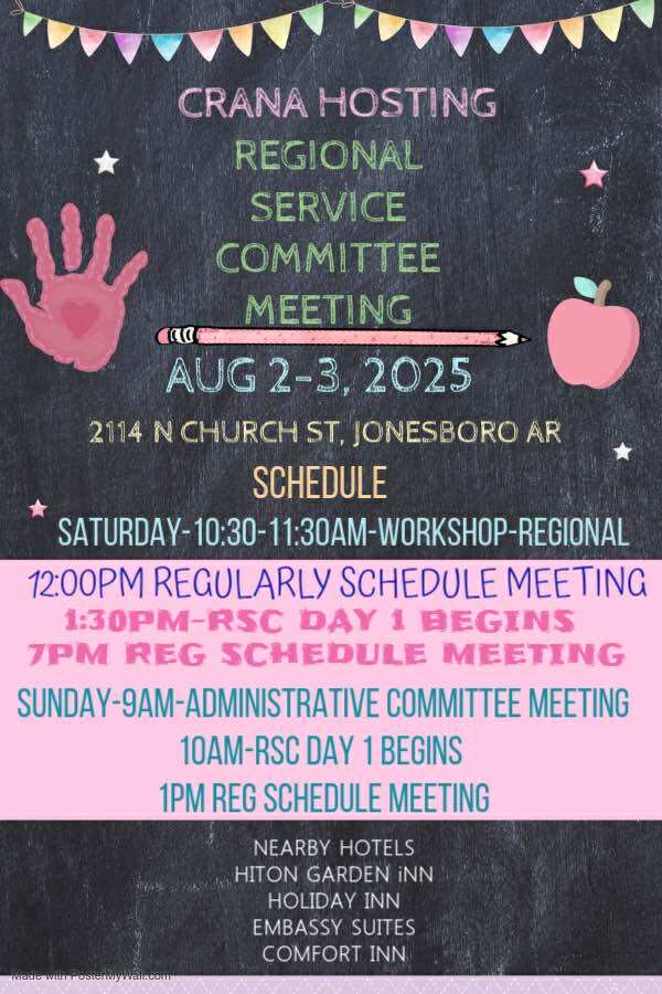 (Jonesboro) ARSCNA Regional Service Committee Aug 2025