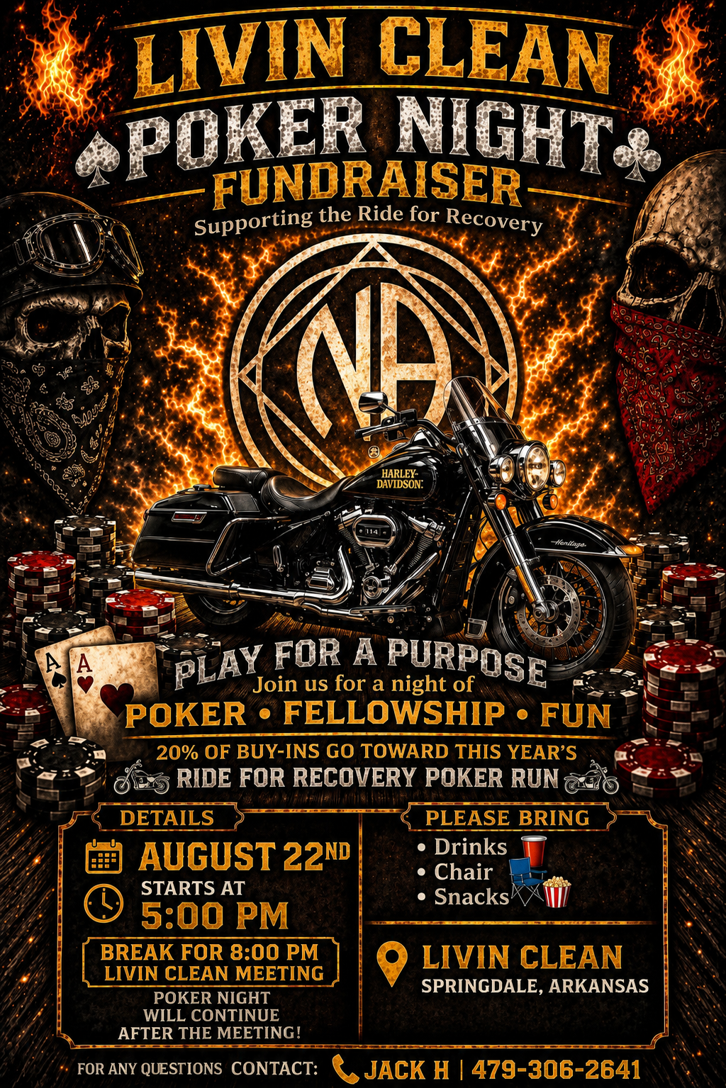 (Springdale) Livin' Clean Poker Night Fundraiser Aug 2026