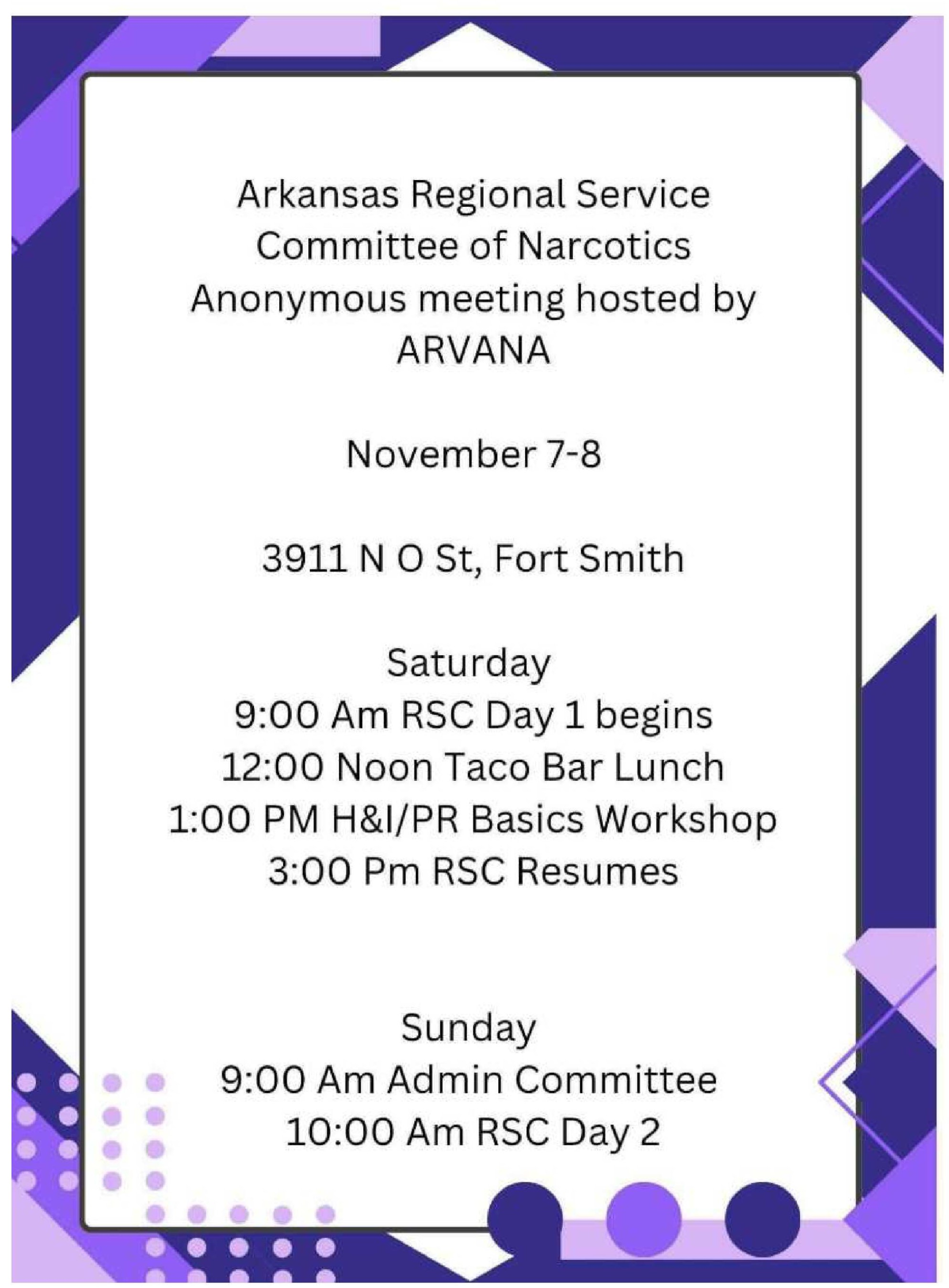 (Fort Smith) ARSCNA Regional Service Committee Nov 2026