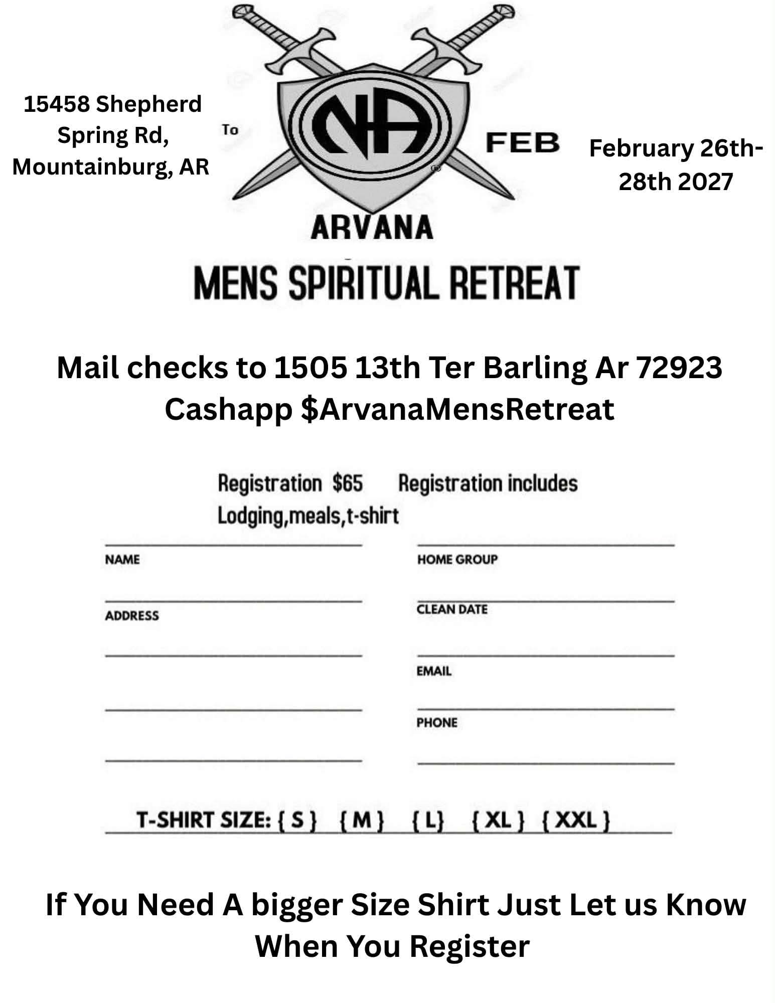 (Mountainburg) ARVANA Men's Spiritual Retreat 2027