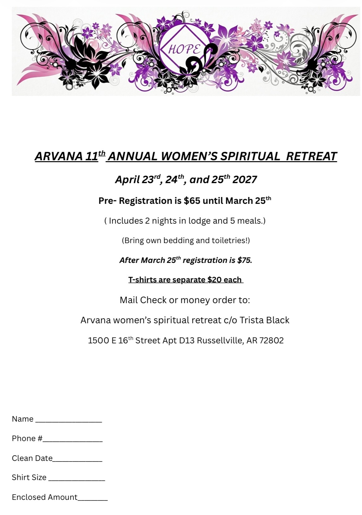 (Mountainburg) ARVANA Women's Spiritual Retreat 2027